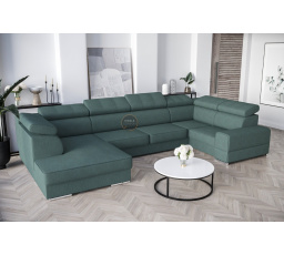 Rohová sedací souprava ROYAL MAX I 210x375x185 - mořská zelená , pravá