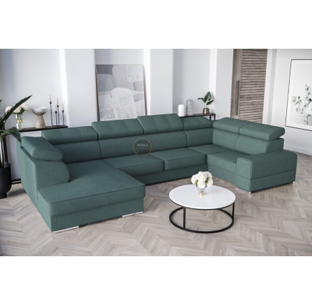 Rohová sedací souprava ROYAL MAX I 210x375x185 - mořská zelená , pravá