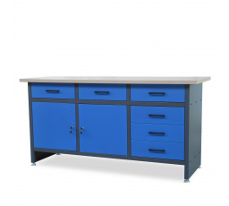 Dílenský stůl HENRY, 1700 x 850 x 600 mm, antracitově-modrý