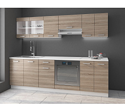 Kuchyňská linka DAVIS - 2,4 m, Bílá/Dub Sonoma Trufla