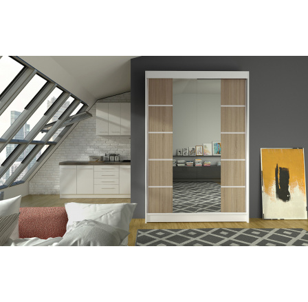 Šatní skříň LINORA V 120, Bílá/Dub sonoma Šatní skříň LINORA V 120, Bílá/Dub sonoma