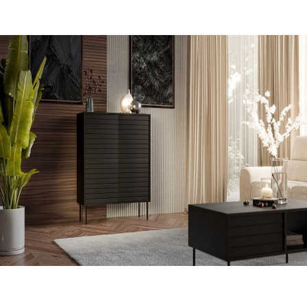 CORTINA komoda 100 (4D) černá/ořech (1 ks)=2 str. )