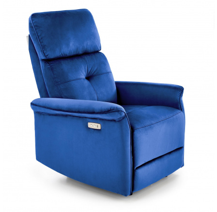 Polohovací křeslo SEMIR s USB, Tmavě modrá