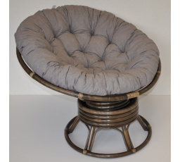 Ratanový papasan houpací hnědý polstr šedý melír