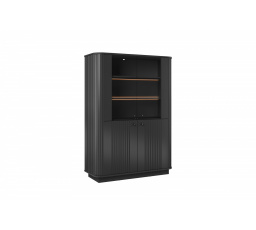 VESPER VITRÍNA 103 4D - černý MDF / černý MDF / černé úchyty / sokl