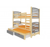 Třílůžková patrová postel s matracemi SORIA Pine+Gray