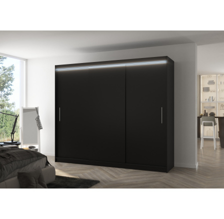 Posuvná skříň s LED osvětlením ANTOS 250 Černá+Černá