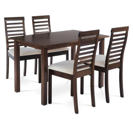 Jídelní set s 4 židlemi, 120x75x75cm, masiv, ořech, AUT-4000 WAL