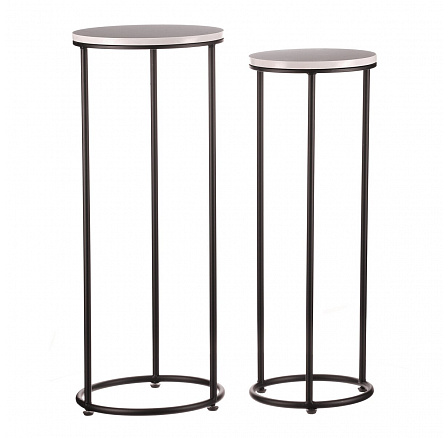 Stojan na květiny - kov, břidlicová deska, cena za sadu 2 ks