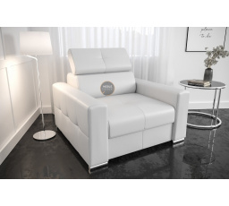 Křeslo MARGO přírodní kůže - bílá kůže