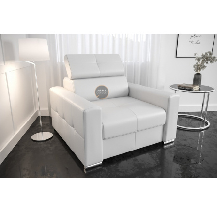 Křeslo MARGO přírodní kůže - bílá kůže