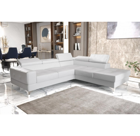 Rohová sedací souprava TOSCANIA II průměr 30x250 - bílá eko kůže , pravá
