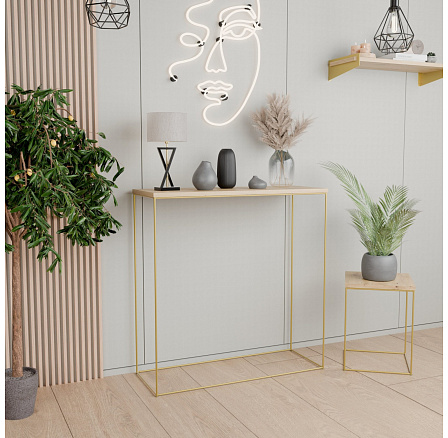 Konzolový stolek Lumia II 80x30x80 – v různých barvách – dub Artisan, zlatý