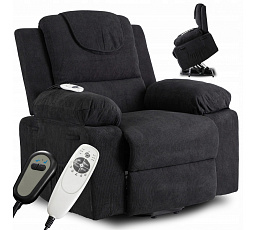 Elektricky polohovatelné masážní křeslo FENIX s funkcí vstávání Černé