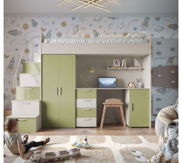 Patrová postel PARADISE 4S Kašmír Zelená Oliva mat