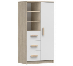 Regál 80 3S1D SMYK III - 05, Dub Sonoma/Bílá/Bílá