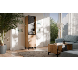 Regál OVO 2D, beton tmavý/ old dub