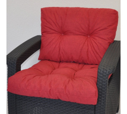 Polstr na křeslo z umělého ratanu - látka vínový melír