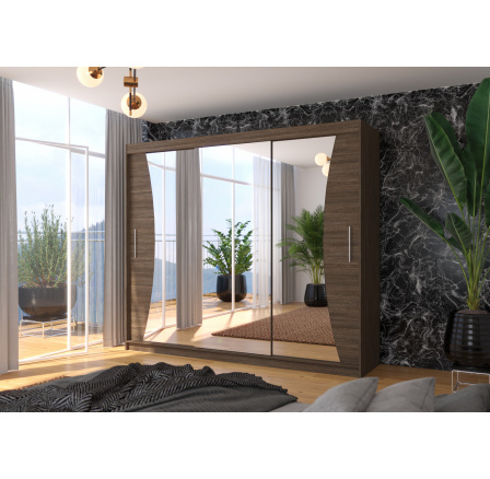 Posuvná skříň se zrcadlem DIEGO 250 Choco+Choco