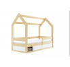 Dětská postel DOMEK s úložným prostorem s matrací, Přírodní