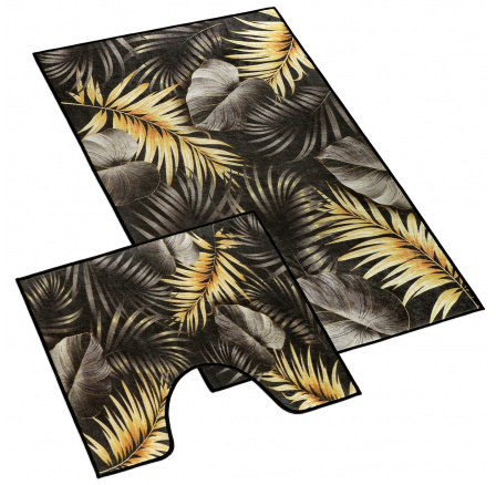 Koupelnová sada předložek 3D 60x100+60x50cm Listy zlaté Koupelnová sada předložek 3D 60x100+60x50cm Listy zlaté