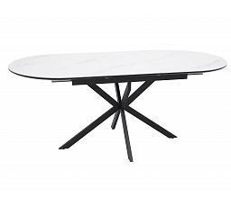 Jídelní stůl GASTON 140, Keramická bílá / Černá