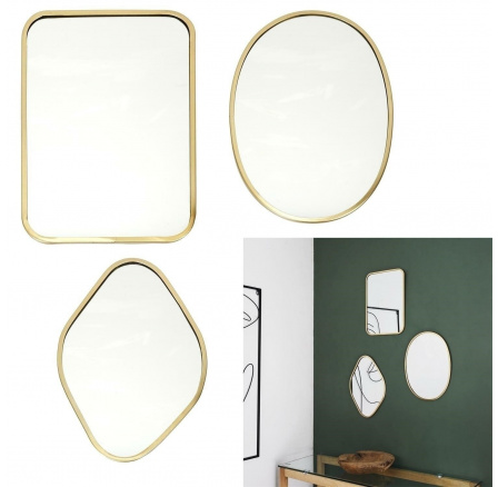 Sada 3 dekorativních zrcadel Arcilla zlatá Sada 3 dekorativních zrcadel Arcilla zlatá