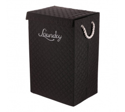 Koš prádelní - látkový s uchy, hranatý, černý