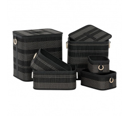 Koš regálový a prádelní - bambus, černý, cena za sadu 6 ks