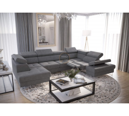Rohová sedací souprava GALAXY MAX II , relax s funkcí spaní 215x350x170 - šedá , pravá