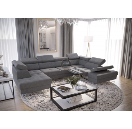 Rohová sedací souprava GALAXY MAX II , relax s funkcí spaní 215x350x170 - šedá , pravá