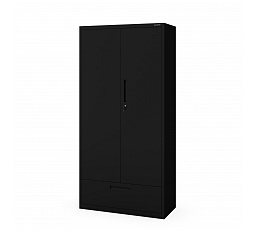 Kovová skříň MEGAN – černá, jedna zásuvka, 185 cm