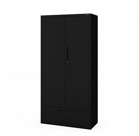 Kovová skříň MEGAN – černá, jedna zásuvka, 185 cm