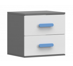 Noční stolek SMYK II - 22, Šedá/Bílá/Modrá