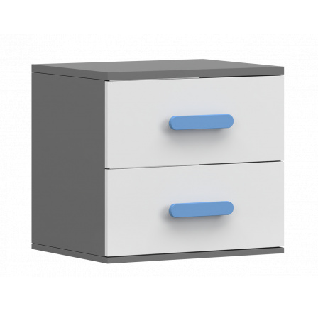 Noční stolek SMYK II - 22, Šedá/Bílá/Modrá