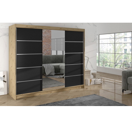 Skříň Debora VI 200 - dub artisan/černá