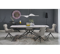 Jídelní stůl ALFREDO, efekt bílého mramoru / černá