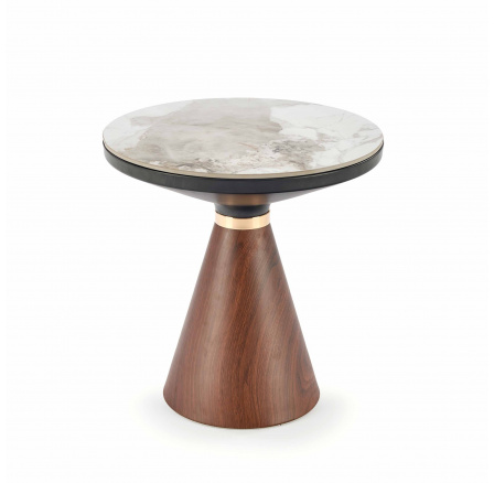 Konferenční stůl GENESIS S, bílý mramor/ořech/zlatá