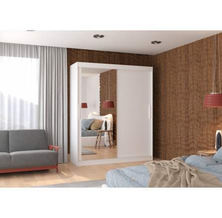 Posuvná skříň se zrcadlem TOM 180 Bílá+Bílá