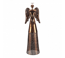 Anděl kovový - 82 cm, se srdcem v rukou, měděný