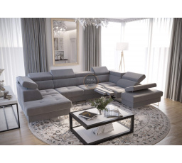Rohová sedací souprava GALAXY MAX II , relax s funkcí spaní 215x350x170 - šedá , pravá