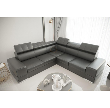 Rohová sedací souprava ROYAL MAX 286x286 přírodní kůže - šedá kůže , pravá