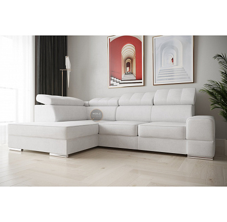 Rohová sedací souprava ROYAL I 260×185 - bílá eko kůže , pravá