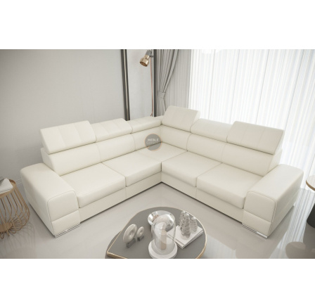 Rohová sedací souprava ROYAL MAX 286×286 - bílá eko kůže , levá