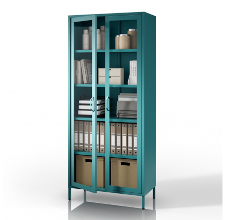 Prosklená vitrína mořská / tyrkysová Moderní ANGELO 800 x 1850 x 450 mm