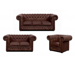 Sedací souprava Chesterfield Lord 3+2+1 kůže hnědá