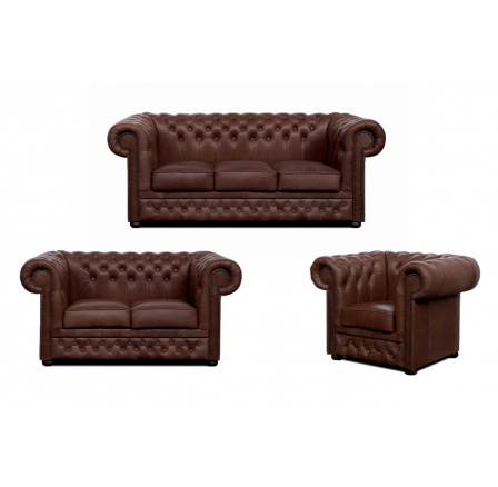 Sedací souprava Chesterfield Lord 3+2+1 kůže hnědá