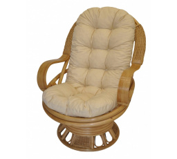 Ratanové houpací křeslo Swivel Excelent medové polstr světle béžový melír