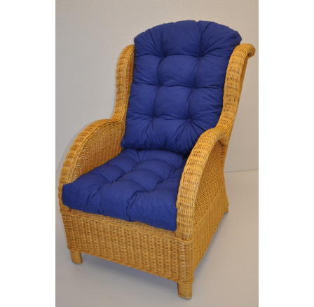 Ratanové křeslo Ear medové polstr modrý melír Ratanové křeslo Ear medové polstr modrý melír