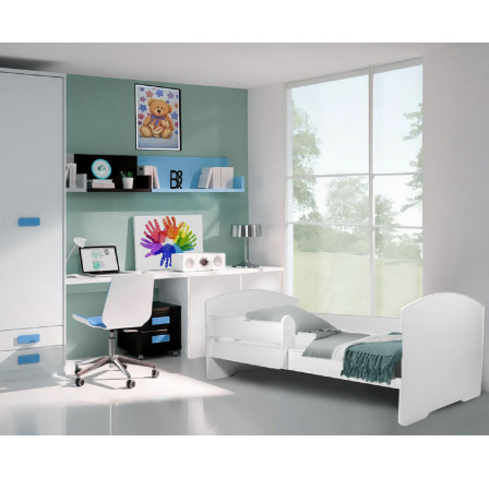 Postel s matrací a zábranou PEPE 160x80 Bílá Postel s matrací a zábranou PEPE 160x80 Bílá